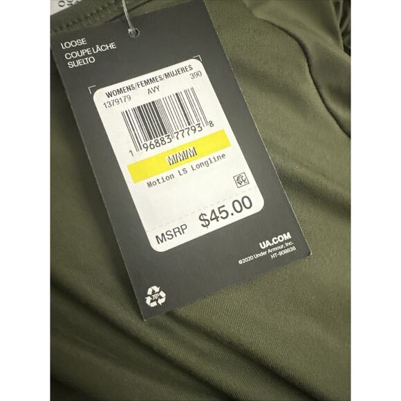 Under Armour Motion Longline Cinch Side Tie Top Army Green Medium New - Picture 3 of 4